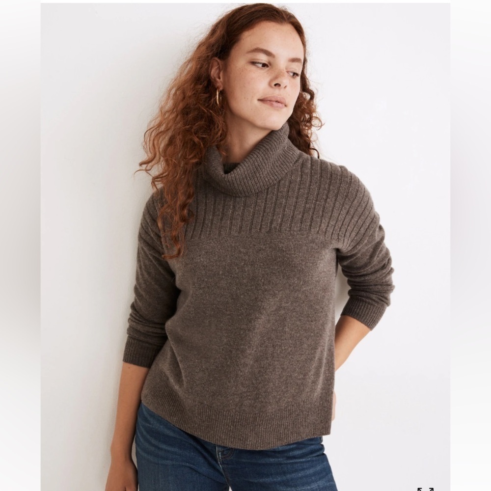 Madewell Wool Blend Knit Hickory Turtleneck Oversized Sweater Size XXL
